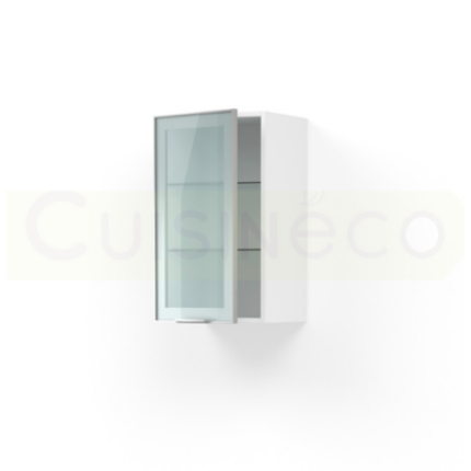 Meuble haut rangement 1 porte vitrée gris – H70 x L40 x P33