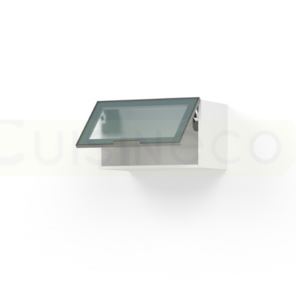 Meuble haut court rangement 1 porte vitrée gris – H40 x L60 x P33